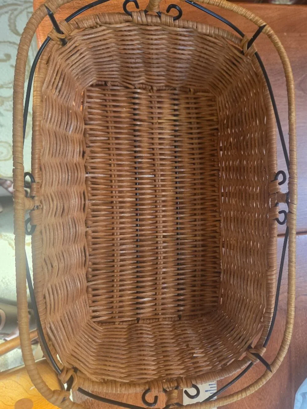 princess house woven rattan basket metal frame